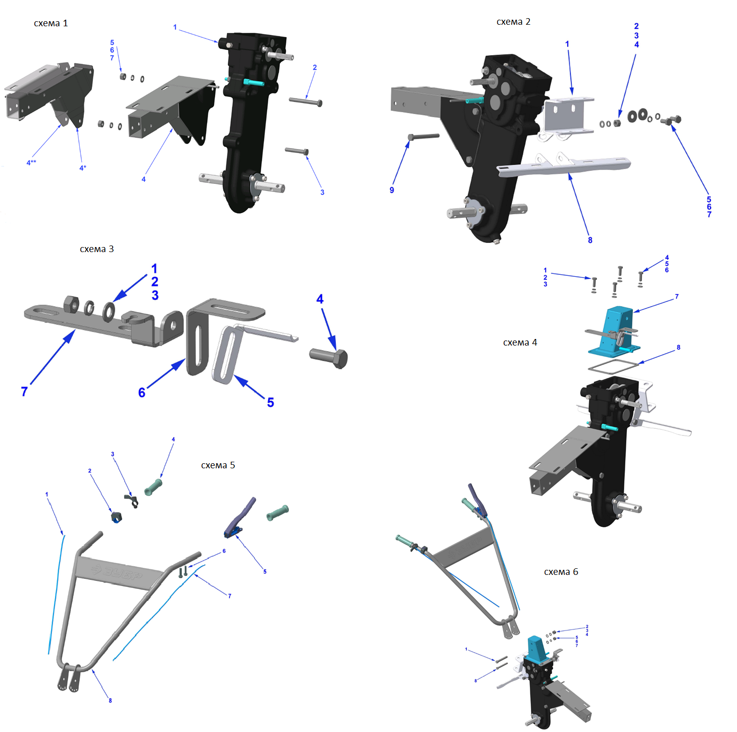 ЗУБР увеличенные колеса, 7 л.с., мотоблок (МТБ-300 У) - посмотреть вариант разборной схемы